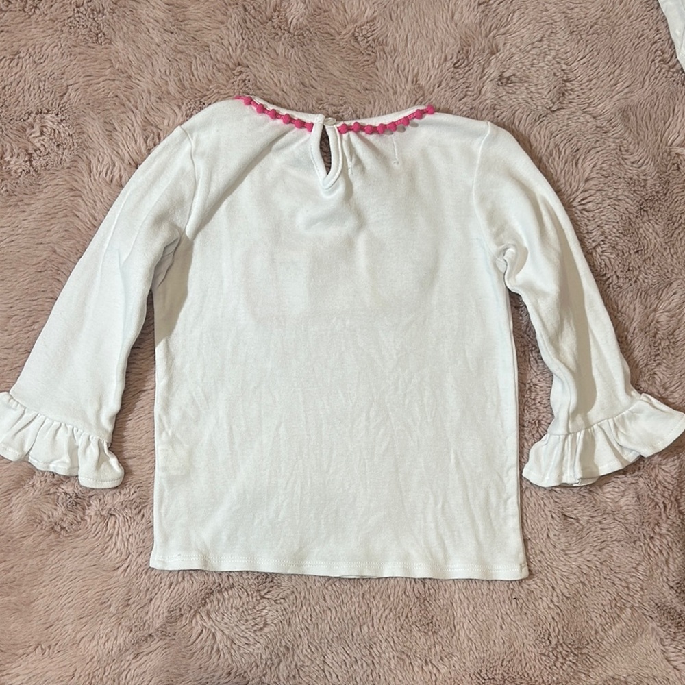 EUC Mud Pie back to school Bow Pencil Long Sleeve Tee Ruffled Sleeve 24/2t-3t - Picture 3 of 4